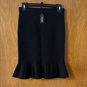 Express Black Pencil Skirt with Ruffle Hem
